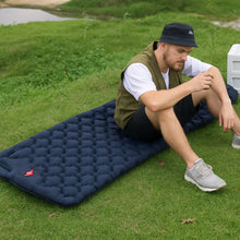 Load image into Gallery viewer, 190X60X5CM TPU Diamond Pattern Foot Pump Inflatable Mattress With Built-In Pillow Portable Outdoor Camping Waterproof Anti-Moisture Air Pad