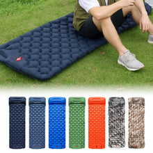 Load image into Gallery viewer, 190X60X5CM TPU Diamond Pattern Foot Pump Inflatable Mattress With Built-In Pillow Portable Outdoor Camping Waterproof Anti-Moisture Air Pad