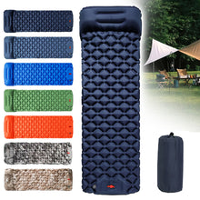 Load image into Gallery viewer, 190X60X5CM TPU Diamond Pattern Foot Pump Inflatable Mattress With Built-In Pillow Portable Outdoor Camping Waterproof Anti-Moisture Air Pad