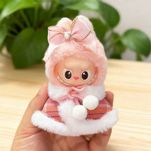 Load image into Gallery viewer, For Mini Labubu 4.0 Clothing Pink Cape With Pearl Ribbon Bow Hair Accessory Set For 10.5cm Labubu V4 Doll Clothes Outfit Accessories