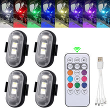 Load image into Gallery viewer, RGB LED Motorcycle Strobe Lights Wireless Signal Light LED Flash Position Wireless Light Aircraft Airplane Helicopter Warning Lights