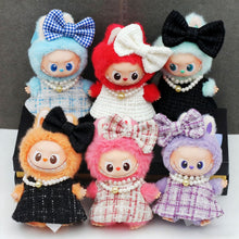 Load image into Gallery viewer, For Mini Labubu 4.0 Clothing Plaid Dress with Hair Accessory For 10.5cm Labubu V4 Doll Clothes Outfit Accessories
