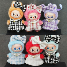 Load image into Gallery viewer, For Mini Labubu 4.0 Clothing Plaid Dress with Hair Accessory For 10.5cm Labubu V4 Doll Clothes Outfit Accessories