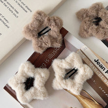 Load image into Gallery viewer, 4Pcs Autumn and Winter Plush Five-pointed Star Hairpins Side Bangs BB Clip Cute Soft and Milky Sweet Girl Hollow Hairpin Tide