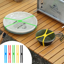 Load image into Gallery viewer, 10PCS 19.5/12.3CM H-Shaped Silicone Straps Outdoor Camping Tableware High Elasticity Tying Bands