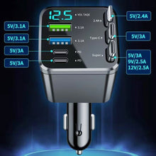 Load image into Gallery viewer, 7-in-1 Retractable Car Charger Fast Charging USB Type-C Power Adapter With LED Retractable Cable for iPhone Xiaomi Samsung