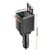 Load image into Gallery viewer, 7-in-1 Retractable Car Charger Fast Charging USB Type-C Power Adapter With LED Retractable Cable for iPhone Xiaomi Samsung