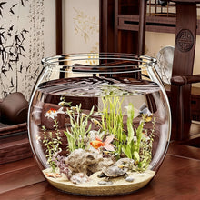 Load image into Gallery viewer, Transparent Round Ornamental Fish Tank Clear Guppy Tank Goldfish Small Fish Bowl Home Desk Decor Aquarium Hydroponic Planter