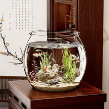 Load image into Gallery viewer, Transparent Round Ornamental Fish Tank Clear Guppy Tank Goldfish Small Fish Bowl Home Desk Decor Aquarium Hydroponic Planter