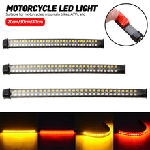 Load image into Gallery viewer, Universal Dual Color Motorcycle LED Turn Signal Light & DRL Amber White Moto Flasher Ring Fork Strip Lamp Flowing Flashing Blinker