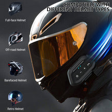Load image into Gallery viewer, Bluetooth 5.3 Motorcycle Helmet Bluetooth Headset Wireless Hands-free Calling & Music Player IP67 Waterproof Intercom Communication System