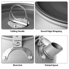 Load image into Gallery viewer, 0.8L 1.2L 1.8L Aluminum alloy Portable Outdoor Camping Coffee and Tea Kettle for Hiking Fishing Picnic Cooking Equipment