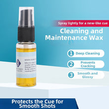 Load image into Gallery viewer, 20ML Billiard Cue Maintenance Oil Anti-crack Clean Brighten Multi-effect Cue Oil Front Limb Rear Handle Care Supplies