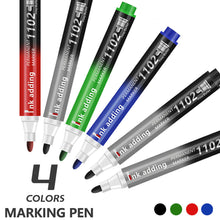 Load image into Gallery viewer, 4Pcs/Set Permanent Marker Pen Waterproof Ink Fine Point Black Blue Red Oil Ink 2-3mm Round Toe Fine Color Marker Pens