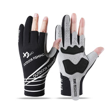 Load image into Gallery viewer, 1Pair 3-Finger Fishing Gloves Anti-slip Wear-Resistant Cut-Resistant Lure Gloves UPF50+ Sun Protection Print Cycling Gloves