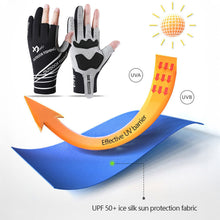 Load image into Gallery viewer, 1Pair 3-Finger Fishing Gloves Anti-slip Wear-Resistant Cut-Resistant Lure Gloves UPF50+ Sun Protection Print Cycling Gloves