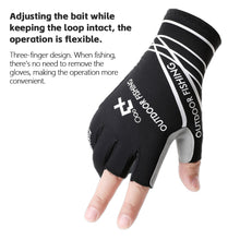 Load image into Gallery viewer, 1Pair 3-Finger Fishing Gloves Anti-slip Wear-Resistant Cut-Resistant Lure Gloves UPF50+ Sun Protection Print Cycling Gloves