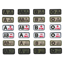 Load image into Gallery viewer, A B AB O + - Blood Type Embroidery Hook And Loop Patches Medical Patch Armband Tactical Patch On Backpack