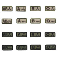 Load image into Gallery viewer, A B AB O + - Blood Type Embroidery Hook And Loop Patches Medical Patch Armband Tactical Patch On Backpack