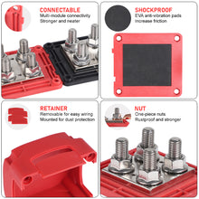 Load image into Gallery viewer, 48V 400A Negative Bus Bar with Cover High Current Terminal Block for Car Boat RV Modification Marine Power Distribution Block