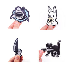 Load image into Gallery viewer, Punk Cartoon Animal Iron On Embroidery Repair Patches Knife Animal Badge Hippie Rock Appliques Clothing Sewing Patch