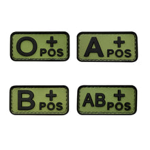 Load image into Gallery viewer, 3D PVC Blood Type Patch Luminous Badge A B AB O Positive Negative Hook And Loop Medical Armband Sticker On Backpack