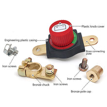 Load image into Gallery viewer, Car High Current Brass Battery Terminal Disconnect Switch Removable Knob Positive Negative Modification Safety Accessory
