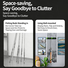 Load image into Gallery viewer, Expandable Wall Mounted Fishing Rod Display Rack Spring Clip Storage Clamp No-Drill Rod Holder Fishing Supplies