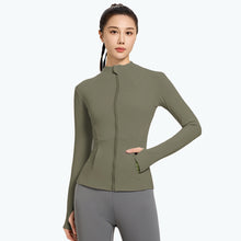 Load image into Gallery viewer, Women's High-Elasticity Slim-Fit Yoga Suit Outdoor Breathable Quick-Dry Zip-Up Stand Collar Running Sportswear