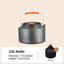 Load image into Gallery viewer, Portable Camping Cookware Set Heat-Resistant Aluminum Frying Pan Pot Kettle for Hiking Picnic with Storage Bag