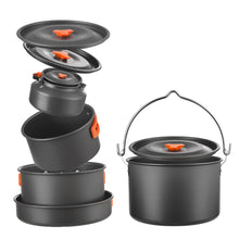 Load image into Gallery viewer, Portable Camping Cookware Set Heat-Resistant Aluminum Frying Pan Pot Kettle for Hiking Picnic with Storage Bag