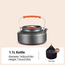 Load image into Gallery viewer, Portable Camping Cookware Set Heat-Resistant Aluminum Frying Pan Pot Kettle for Hiking Picnic with Storage Bag