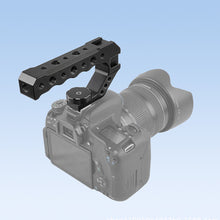 Load image into Gallery viewer, Camera Cage Top Handle with 3/8" ARRI Locating Pins with 1/4" 3/8" Threads Hole & 5 Cold Shoes Mount for DSLR Cages Video Rigs