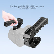 Load image into Gallery viewer, Camera Cage Top Handle with 3/8" ARRI Locating Pins with 1/4" 3/8" Threads Hole & 5 Cold Shoes Mount for DSLR Cages Video Rigs