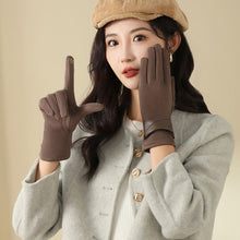 Load image into Gallery viewer, Warm Gloves with Velvet for Women to Use in Winter Touch Screen Elegant Bow Accessories Cycling and Driving Gloves