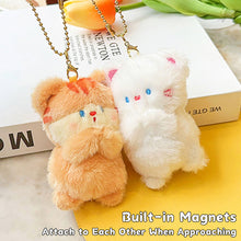 Load image into Gallery viewer, Pair of Magneticed Couple Cat Bear Plush Keychain Cute Creative Plush Kawaii Magneted Backpack Pendant Toy Girl Holiday Gift Car Key Accessories