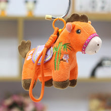 Load image into Gallery viewer, Creative Plush Horse Keychain Mascot Dolls 12cm Stuffed Animal Keyring Cute Chinese Style Zodiac Pony Figurine Birthday New Year Gifts