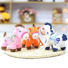 Load image into Gallery viewer, Creative Plush Horse Keychain Mascot Dolls 12cm Stuffed Animal Keyring Cute Chinese Style Zodiac Pony Figurine Birthday New Year Gifts