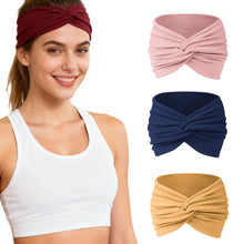 Load image into Gallery viewer, Women Wide Elastic Headbands Hair Wrap Turban Twist Headband Yoga Fitness Running Cycling Sweatband Makeup Hair Hoop