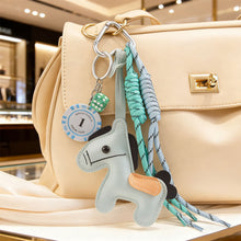 Load image into Gallery viewer, 1 Pc Leather Pony Keychain Braided Rope Backpack Pendant For Phone Bag Car Hanging Accessories DIY Decoration