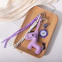 Load image into Gallery viewer, 1 Pc Leather Pony Keychain Braided Rope Backpack Pendant For Phone Bag Car Hanging Accessories DIY Decoration