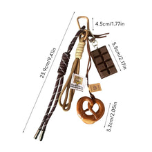 Load image into Gallery viewer, Creative Bowknot Woven Rope Keychain Chocolate Bagel Bread Keychain Polyester Anti-lost Bag Car Key Hanging Decoration Woven