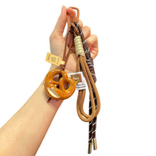 Load image into Gallery viewer, Creative Bowknot Woven Rope Keychain Chocolate Bagel Bread Keychain Polyester Anti-lost Bag Car Key Hanging Decoration Woven