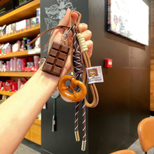Load image into Gallery viewer, Creative Bowknot Woven Rope Keychain Chocolate Bagel Bread Keychain Polyester Anti-lost Bag Car Key Hanging Decoration Woven