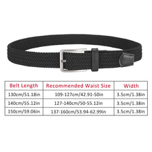 Load image into Gallery viewer, Elastic Woven Belt Casual Women Men's Punched Waist Straps Stretch Canvas Pin Buckle Trouser Belts 130 140 150cm