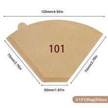 Load image into Gallery viewer, 50/100Pcs Unbleached Wooden V-Shaped Coffee Filter Paper Hand Drip Paper Coffee Brewer Coffee Filter Bag Coffee Maker Accessories
