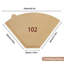 Load image into Gallery viewer, 50/100Pcs Unbleached Wooden V-Shaped Coffee Filter Paper Hand Drip Paper Coffee Brewer Coffee Filter Bag Coffee Maker Accessories