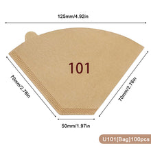 Load image into Gallery viewer, 50/100Pcs Unbleached Wooden V-Shaped Coffee Filter Paper Hand Drip Paper Coffee Brewer Coffee Filter Bag Coffee Maker Accessories