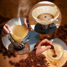 Load image into Gallery viewer, 50/100Pcs Unbleached Wooden V-Shaped Coffee Filter Paper Hand Drip Paper Coffee Brewer Coffee Filter Bag Coffee Maker Accessories