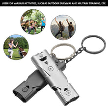 Load image into Gallery viewer, Outdoor Survival High Decibels Whistle Practical Whistle Stainless Steel Portable Camping Hiking Sports Cheer leading Whistle